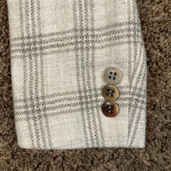 Tallia Boys Size 8 R Tan Plaid Wool Blazer Jacket Button Closure Plaid Coat - Picture 6 of 11